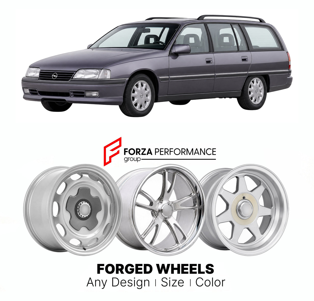 CUSTOM CLASSIC VINTAGE RESTOMOD RETRO OLD SCHOOL FORGED WHEELS RIMS for OPEL REKORD OMEGA SENATOR B CARAVAN 1994 - 2003

Custom forged wheels for Opel Rekord Omega Senator B Caravan 1994 - 2003. Classic, vintage, restomod wheel designs made to order in custom sizes, offsets, colors and finishes.

We manufacture premium quality forged wheels rims for Opel Rekord Omega Senator B Caravan 1994 - 2003 in any design, size, color.

THIS WHEEL DESIGN CAN BE CUSTOM-MADE FOR YOUR CAR IN ANY SIZE AND COLOR OPTIONS
Ava