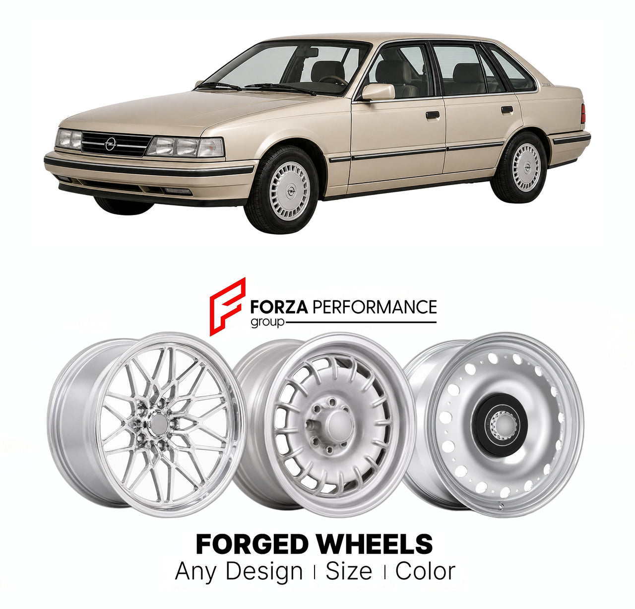 CUSTOM CLASSIC VINTAGE RESTOMOD RETRO OLD SCHOOL FORGED WHEELS RIMS for OPEL REKORD OMEGA SENATOR B 1987 - 1993

Custom forged wheels for Opel Rekord Omega Senator B 1987 - 1993. Classic, vintage, restomod wheel designs made to order in custom sizes, offsets, colors and finishes.

We manufacture premium quality forged wheels rims for Opel Rekord Omega Senator B 1987 - 1993 in any design, size, color.

THIS WHEEL DESIGN CAN BE CUSTOM-MADE FOR YOUR CAR IN ANY SIZE AND COLOR OPTIONS
Available in monoblock, 2-p