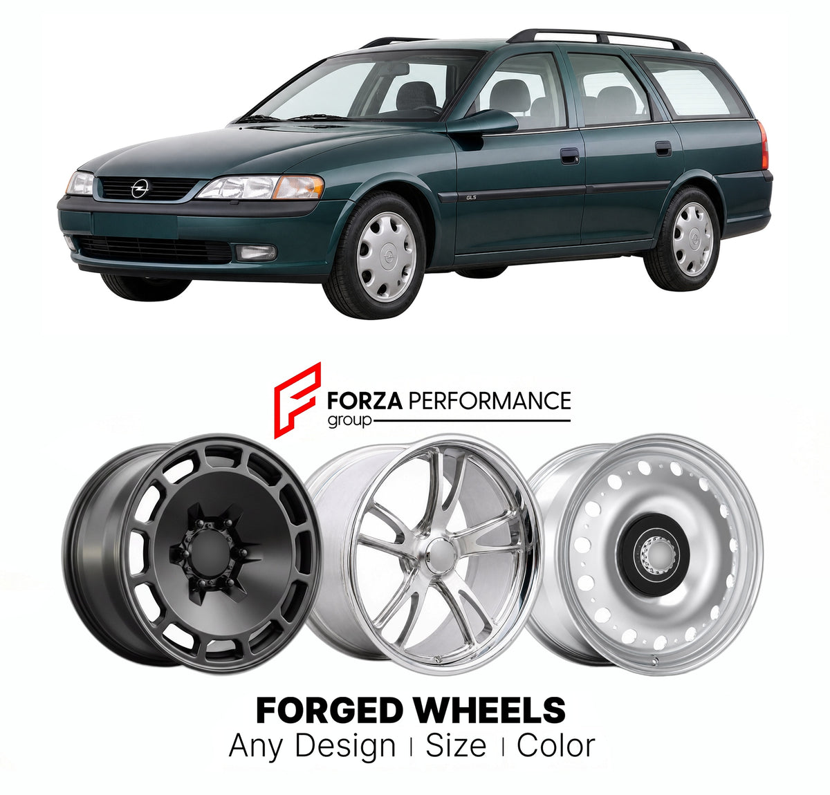 CUSTOM CLASSIC VINTAGE RESTOMOD RETRO OLD SCHOOL FORGED WHEELS RIMS for OPEL VECTRA B CARAVAN 1996 - 2002

Custom forged wheels for Opel Vectra B Caravan 1996 - 2002. Classic, vintage, restomod wheel designs made to order in custom sizes, offsets, colors and finishes.

We manufacture premium quality forged wheels rims for Opel Vectra B Caravan 1996 - 2002 in any design, size, color.

THIS WHEEL DESIGN CAN BE CUSTOM-MADE FOR YOUR CAR IN ANY SIZE AND COLOR OPTIONS
Available in monoblock, 2-piece, 3-piece, duo
