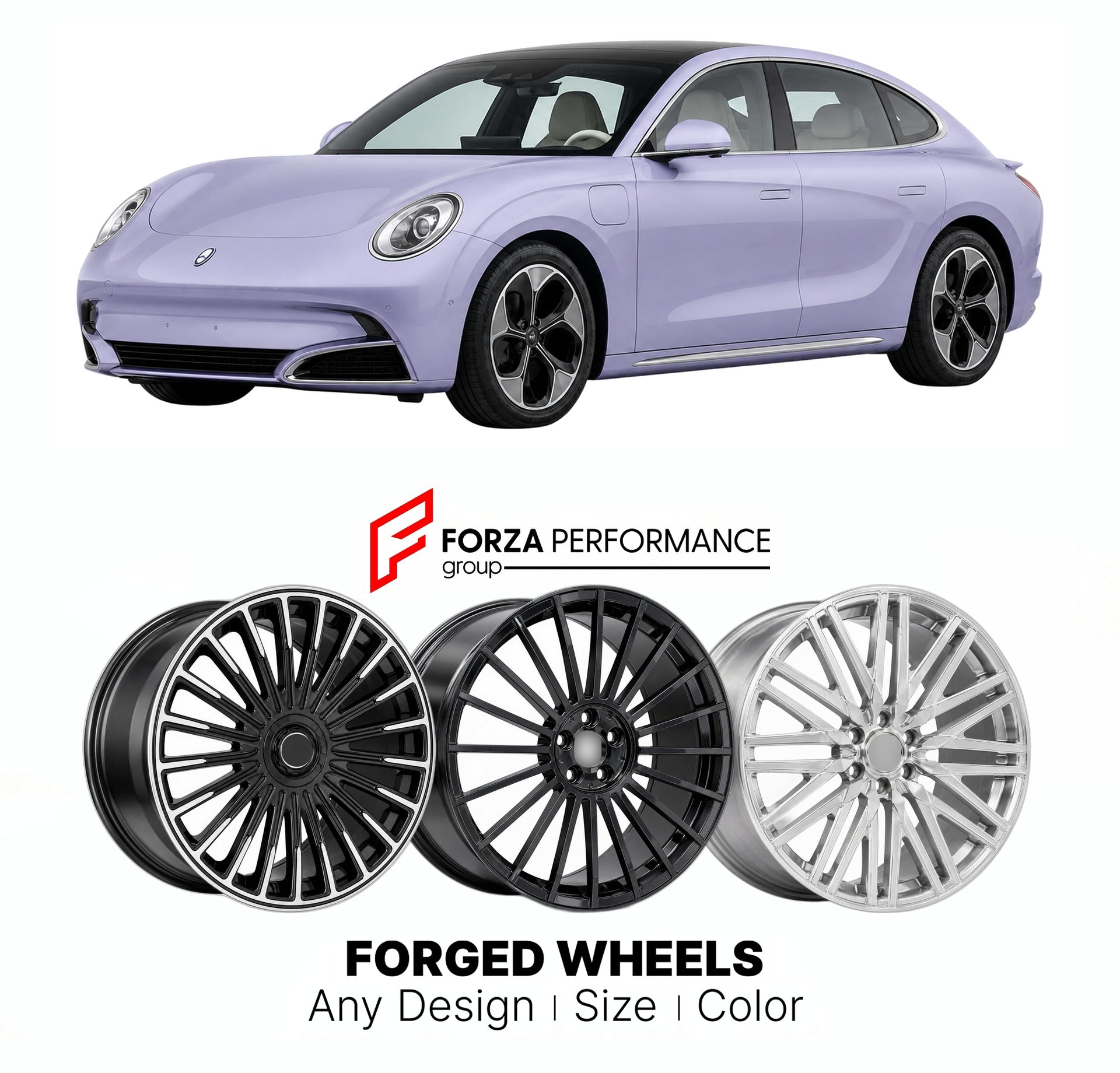 Custom forged wheels for Ora GWM 07 Lightning Cat 2022+. Made-to-order monoblock, 2-piece and 3-piece wheels in custom sizes, offsets, colors and finishes with guaranteed vehicle fitment.

We manufacture premium quality forged wheels rims for Ora GWM 07 Lightning Cat 2022+ in any design, size, color.

THIS WHEEL DESIGN CAN BE CUSTOM-MADE FOR YOUR CAR IN ANY SIZE AND COLOR OPTIONS
Available in monoblock, 2-piece, 3-piece, duoblock, beadlock
3D wheel renderings are provided according to the exact dimensions a