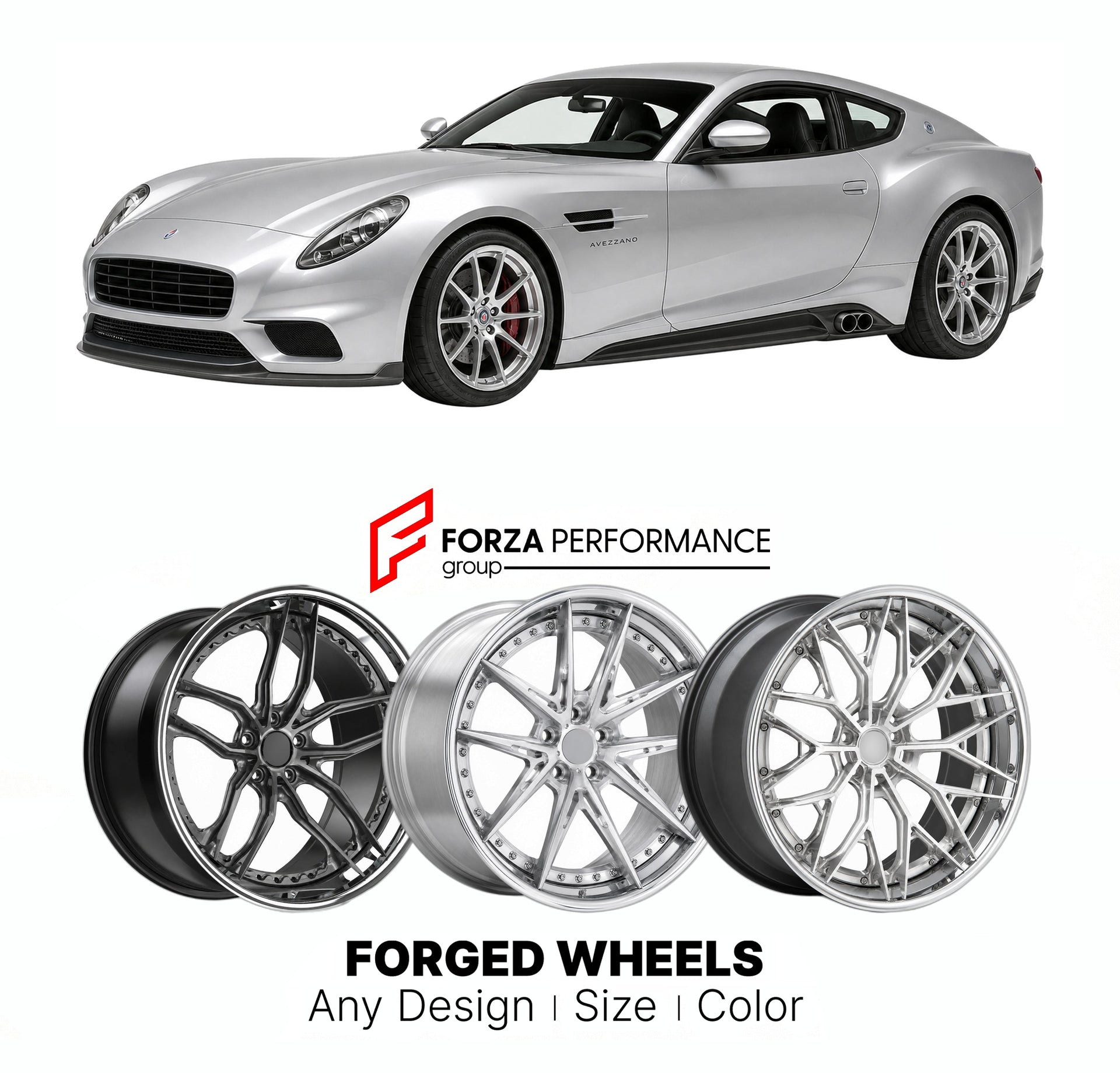 FORGED WHEELS RIMS for PANOZ AVEZZANO 2017+

Custom forged wheels for Panoz Avezzano 2017+. Made-to-order monoblock, 2-piece and 3-piece rims in custom sizes, offsets, colors and finishes with guaranteed fitment.

We manufacture premium quality forged wheels rims for Panoz Avezzano 2017+ in any design, size, color.

THIS WHEEL DESIGN CAN BE CUSTOM-MADE FOR YOUR CAR IN ANY SIZE AND COLOR OPTIONS
Available in monoblock, 2-piece, 3-piece, duoblock, beadlock
3D wheel renderings are provided according to the exa