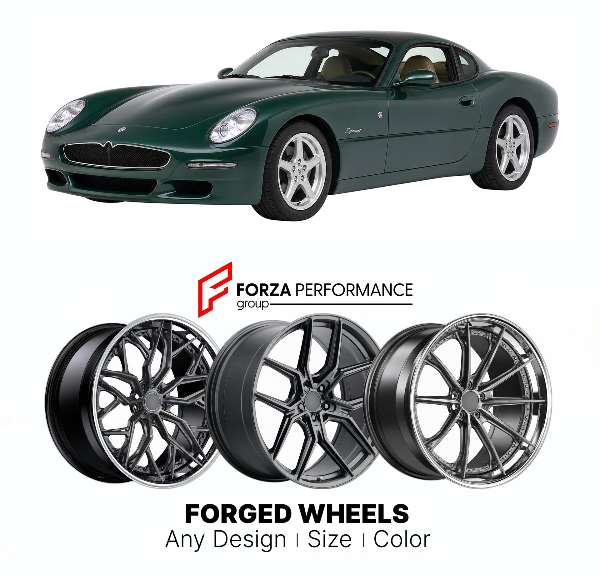 FORGED WHEELS RIMS for PANOZ ESPERANTE JRD 2000 - 2009

Custom forged wheels for Panoz Esperante JRD 2000 - 2009. Made-to-order monoblock, 2-piece and 3-piece rims in custom sizes, offsets, colors and finishes with guaranteed fitment.

We manufacture premium quality forged wheels rims for Panoz Esperante JRD 2000 - 2009 in any design, size, color.

THIS WHEEL DESIGN CAN BE CUSTOM-MADE FOR YOUR CAR IN ANY SIZE AND COLOR OPTIONS
Available in monoblock, 2-piece, 3-piece, duoblock, beadlock
3D wheel renderings 