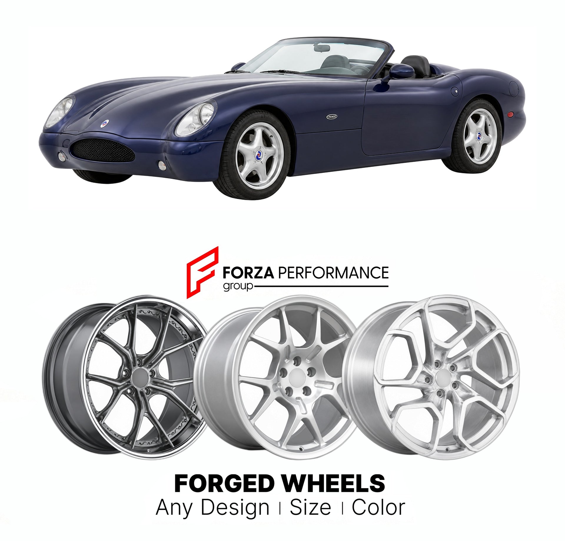 FORGED WHEELS RIMS for PANOZ ROADSTER S 1992 - 1999

Custom forged wheels for Panoz Roadster S 1992 - 1999. Made-to-order monoblock, 2-piece and 3-piece rims in custom sizes, offsets, colors and finishes with guaranteed fitment.

We manufacture premium quality forged wheels rims for Panoz Roadster S 1992 - 1999 in any design, size, color.

THIS WHEEL DESIGN CAN BE CUSTOM-MADE FOR YOUR CAR IN ANY SIZE AND COLOR OPTIONS
Available in monoblock, 2-piece, 3-piece, duoblock, beadlock
3D wheel renderings are provi