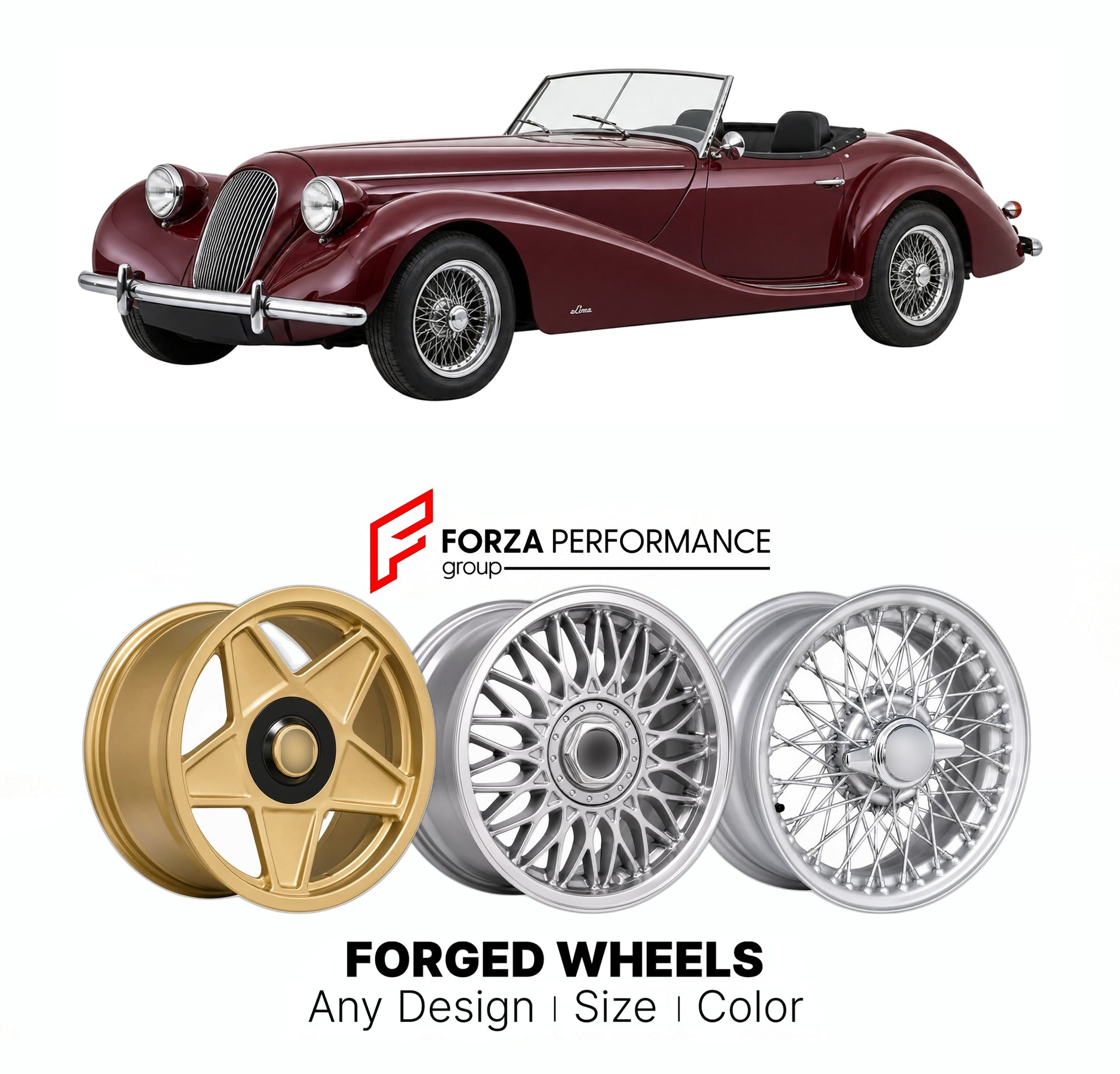 CUSTOM CLASSIC VINTAGE RESTOMOD RETRO OLD SCHOOL FORGED WHEELS RIMS for PANTHER LIMA 1976 - 1982

Custom forged wheels for Panther Lima 1976 - 1982. Classic, vintage, restomod wheel designs made to order in custom sizes, offsets, colors and finishes.

We manufacture premium quality forged wheels rims for Panther Lima 1976 - 1982 in any design, size, color.

THIS WHEEL DESIGN CAN BE CUSTOM-MADE FOR YOUR CAR IN ANY SIZE AND COLOR OPTIONS
Available in monoblock, 2-piece, 3-piece, duoblock, beadlock
3D wheel re