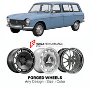 CUSTOM CLASSIC VINTAGE RESTOMOD RETRO OLD SCHOOL FORGED WHEELS RIMS for PEUGEOT 204 BREAK 1966 - 1976

Custom forged wheels for Peugeot 204 Break 1966 - 1976. Classic, vintage, restomod wheel designs made to order in custom sizes, offsets, colors and finishes.

We manufacture premium quality forged wheels rims for Peugeot 204 Break 1966 - 1976 in any design, size, color.

THIS WHEEL DESIGN CAN BE CUSTOM-MADE FOR YOUR CAR IN ANY SIZE AND COLOR OPTIONS
Available in monoblock, 2-piece, 3-piece, duoblock, beadl
