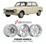 CUSTOM CLASSIC VINTAGE RESTOMOD RETRO OLD SCHOOL FORGED WHEELS RIMS for PEUGEOT 304 1969 - 1980

Custom forged wheels for Peugeot 304 1969 - 1980. Classic, vintage, restomod wheel designs made to order in custom sizes, offsets, colors and finishes.

We manufacture premium quality forged wheels rims for Peugeot 304 1969 - 1980 in any design, size, color.

THIS WHEEL DESIGN CAN BE CUSTOM-MADE FOR YOUR CAR IN ANY SIZE AND COLOR OPTIONS
Available in monoblock, 2-piece, 3-piece, duoblock, beadlock
3D wheel rende