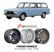 CUSTOM CLASSIC VINTAGE RESTOMOD RETRO OLD SCHOOL FORGED WHEELS RIMS for PEUGEOT 304 BREAK 1970 - 1980

Custom forged wheels for Peugeot 304 Break 1970 - 1980. Classic, vintage, restomod wheel designs made to order in custom sizes, offsets, colors and finishes.

We manufacture premium quality forged wheels rims for Peugeot 304 Break 1970 - 1980 in any design, size, color.

THIS WHEEL DESIGN CAN BE CUSTOM-MADE FOR YOUR CAR IN ANY SIZE AND COLOR OPTIONS
Available in monoblock, 2-piece, 3-piece, duoblock, beadl