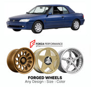 CUSTOM CLASSIC VINTAGE RESTOMOD RETRO OLD SCHOOL FORGED WHEELS RIMS for PEUGEOT 306 CABRIOLET 1994 - 2002

Custom forged wheels for Peugeot 306 Cabriolet 1994 - 2002. Classic, vintage, restomod wheel designs made to order in custom sizes, offsets, colors and finishes.

We manufacture premium quality forged wheels rims for Peugeot 306 Cabriolet 1994 - 2002 in any design, size, color.

THIS WHEEL DESIGN CAN BE CUSTOM-MADE FOR YOUR CAR IN ANY SIZE AND COLOR OPTIONS
Available in monoblock, 2-piece, 3-piece, duo