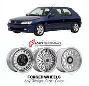 CUSTOM CLASSIC VINTAGE RESTOMOD RETRO OLD SCHOOL FORGED WHEELS RIMS for PEUGEOT 306 GTI-6 E 1996 - 2001

Custom forged wheels for Peugeot 306 GTI-6 E 1996 - 2001. Classic, vintage, restomod wheel designs made to order in custom sizes, offsets, colors and finishes.

We manufacture premium quality forged wheels rims for Peugeot 306 GTI-6 E 1996 - 2001 in any design, size, color.

THIS WHEEL DESIGN CAN BE CUSTOM-MADE FOR YOUR CAR IN ANY SIZE AND COLOR OPTIONS
Available in monoblock, 2-piece, 3-piece, duoblock,