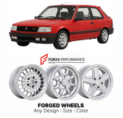 CUSTOM CLASSIC VINTAGE RESTOMOD RETRO OLD SCHOOL FORGED WHEELS RIMS for PEUGEOT 309 GTI 1986 - 1993

Custom forged wheels for Peugeot 309 GTI 1986 - 1993. Classic, vintage, restomod wheel designs made to order in custom sizes, offsets, colors and finishes.

We manufacture premium quality forged wheels rims for Peugeot 309 GTI 1986 - 1993 in any design, size, color.

THIS WHEEL DESIGN CAN BE CUSTOM-MADE FOR YOUR CAR IN ANY SIZE AND COLOR OPTIONS
Available in monoblock, 2-piece, 3-piece, duoblock, beadlock
3D