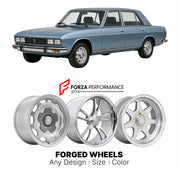 CUSTOM CLASSIC VINTAGE RESTOMOD RETRO OLD SCHOOL FORGED WHEELS RIMS for PEUGEOT 604 1975 - 1985

Custom forged wheels for Peugeot 604 1975 - 1985. Classic, vintage, restomod wheel designs made to order in custom sizes, offsets, colors and finishes.

We manufacture premium quality forged wheels rims for Peugeot 604 1975 - 1985 in any design, size, color.

THIS WHEEL DESIGN CAN BE CUSTOM-MADE FOR YOUR CAR IN ANY SIZE AND COLOR OPTIONS
Available in monoblock, 2-piece, 3-piece, duoblock, beadlock
3D wheel rende