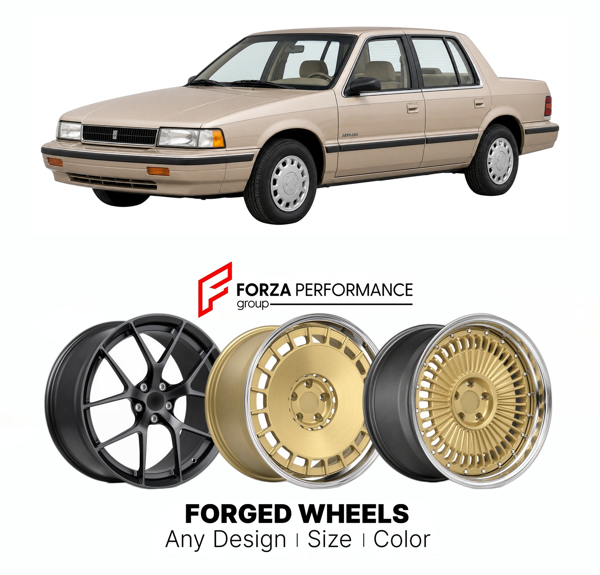 FORGED WHEELS RIMS for PLYMOUTH ACCLAIM 1989 - 1995

Custom forged wheels for Plymouth Acclaim 1989 - 1995. Made-to-order monoblock, 2-piece and 3-piece rims in custom sizes, offsets, colors and finishes with guaranteed fitment.

We manufacture premium quality forged wheels rims for Plymouth Acclaim 1989 - 1995 in any design, size, color.

THIS WHEEL DESIGN CAN BE CUSTOM-MADE FOR YOUR CAR IN ANY SIZE AND COLOR OPTIONS
Available in monoblock, 2-piece, 3-piece, duoblock, beadlock
3D wheel renderings are provi