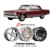 CUSTOM CLASSIC VINTAGE RESTOMOD RETRO OLD SCHOOL FORGED WHEELS RIMS for PLYMOUTH BELVEDERE 426-S 1965 - 1967
Custom forged wheels for classic American muscle cars. Ideal for restomod builds, vintage restorations, and show cars. Deep dish and retro styling available.

We manufacture premium quality forged wheels rims for Plymouth Belvedere 426-S 1965 - 1967 in any design, size, color.

THIS WHEEL DESIGN CAN BE CUSTOM-MADE FOR YOUR CAR IN ANY SIZE AND COLOR OPTIONS
Available in monoblock, 2-piece, 3-piece, du