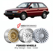 FORGED WHEELS RIMS for PLYMOUTH COLT 1990 - 1994

Custom forged wheels for Plymouth Colt 1990 - 1994. Made-to-order monoblock, 2-piece and 3-piece rims in custom sizes, offsets, colors and finishes with guaranteed fitment.

We manufacture premium quality forged wheels rims for Plymouth Colt 1990 - 1994 in any design, size, color.

THIS WHEEL DESIGN CAN BE CUSTOM-MADE FOR YOUR CAR IN ANY SIZE AND COLOR OPTIONS
Available in monoblock, 2-piece, 3-piece, duoblock, beadlock
3D wheel renderings are provided accor