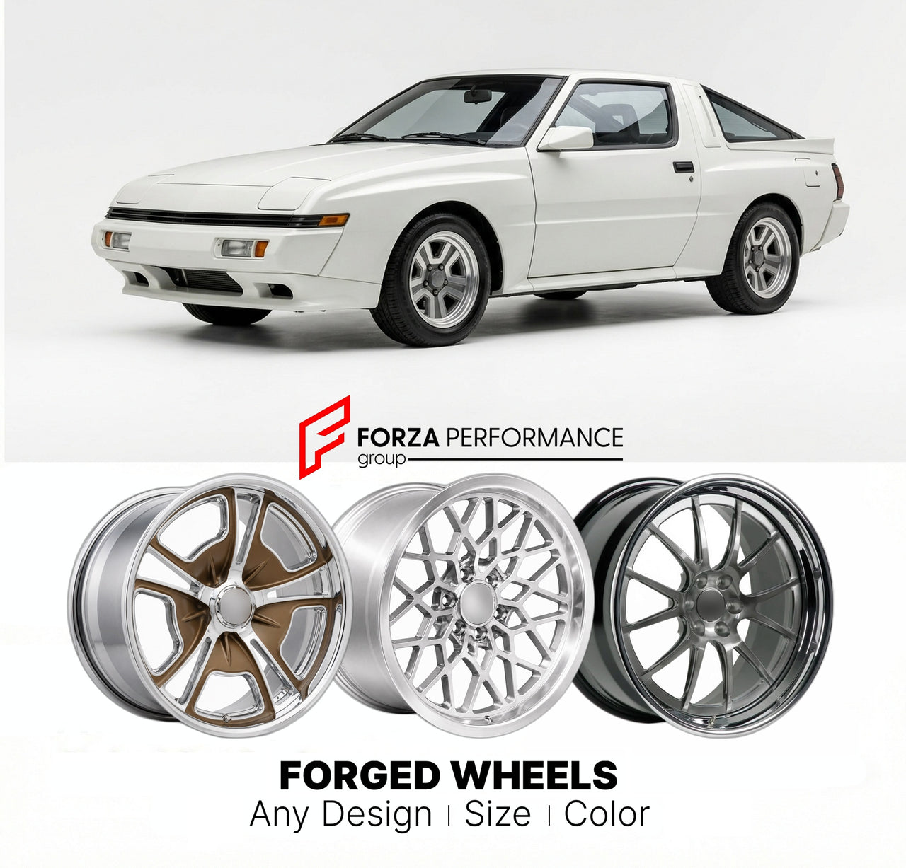 CUSTOM CLASSIC VINTAGE RESTOMOD RETRO OLD SCHOOL FORGED WHEELS RIMS for PLYMOUTH CONQUEST 1987 - 1989
Custom forged wheels for classic American muscle cars. Ideal for restomod builds, vintage restorations, and show cars. Deep dish and retro styling available.

We manufacture premium quality forged wheels rims for Plymouth Conquest 1987 - 1989 in any design, size, color.

THIS WHEEL DESIGN CAN BE CUSTOM-MADE FOR YOUR CAR IN ANY SIZE AND COLOR OPTIONS
Available in monoblock, 2-piece, 3-piece, duoblock, beadlo