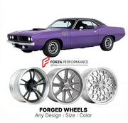 CUSTOM CLASSIC VINTAGE RESTOMOD RETRO OLD SCHOOL FORGED WHEELS RIMS for PLYMOUTH CUDA 440 SIX PACK 1971 - 1971
Custom forged wheels for classic American muscle cars. Ideal for restomod builds, vintage restorations, and show cars. Deep dish and retro styling available.

We manufacture premium quality forged wheels rims for Plymouth Cuda 440 Six Pack 1971 - 1971 in any design, size, color.

THIS WHEEL DESIGN CAN BE CUSTOM-MADE FOR YOUR CAR IN ANY SIZE AND COLOR OPTIONS
Available in monoblock, 2-piece, 3-piece