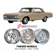CUSTOM CLASSIC VINTAGE RESTOMOD RETRO OLD SCHOOL FORGED WHEELS RIMS for PLYMOUTH FURY 1962 - 1964
Custom forged wheels for classic American muscle cars. Ideal for restomod builds, vintage restorations, and show cars. Deep dish and retro styling available.

We manufacture premium quality forged wheels rims for Plymouth Fury 1962 - 1964 in any design, size, color.

THIS WHEEL DESIGN CAN BE CUSTOM-MADE FOR YOUR CAR IN ANY SIZE AND COLOR OPTIONS
Available in monoblock, 2-piece, 3-piece, duoblock, beadlock
3D wh