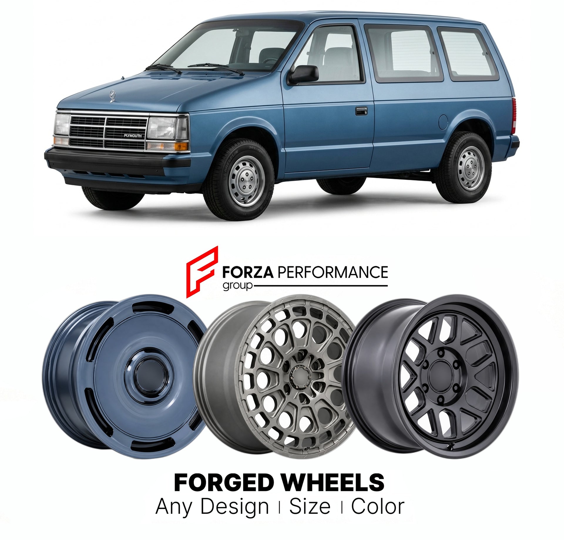 FORGED WHEELS RIMS for PLYMOUTH GRAND VOYAGER 1990 - 2000

Custom forged wheels for Plymouth Grand Voyager 1990 - 2000. Made-to-order monoblock, 2-piece and 3-piece rims in custom sizes, offsets, colors and finishes with guaranteed fitment.

We manufacture premium quality forged wheels rims for Plymouth Grand Voyager 1990 - 2000 in any design, size, color.

THIS WHEEL DESIGN CAN BE CUSTOM-MADE FOR YOUR CAR IN ANY SIZE AND COLOR OPTIONS
Available in monoblock, 2-piece, 3-piece, duoblock, beadlock
3D wheel re