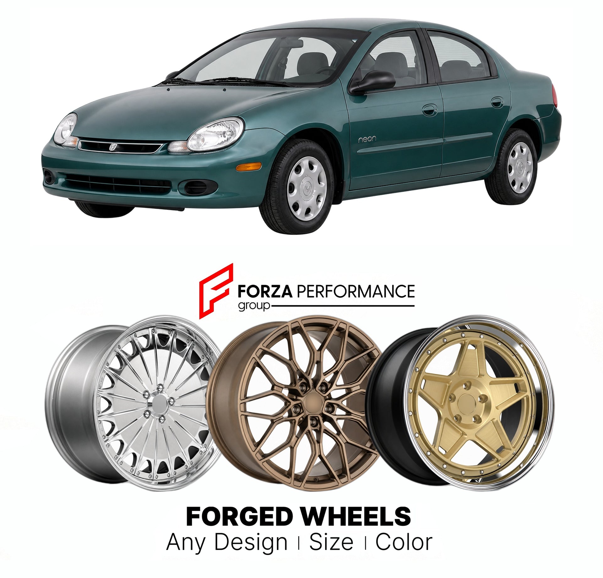 FORGED WHEELS RIMS for PLYMOUTH NEON 2000 - 2001

Custom forged wheels for Plymouth Neon 2000 - 2001. Made-to-order monoblock, 2-piece and 3-piece rims in custom sizes, offsets, colors and finishes with guaranteed fitment.

We manufacture premium quality forged wheels rims for Plymouth Neon 2000 - 2001 in any design, size, color.

THIS WHEEL DESIGN CAN BE CUSTOM-MADE FOR YOUR CAR IN ANY SIZE AND COLOR OPTIONS
Available in monoblock, 2-piece, 3-piece, duoblock, beadlock
3D wheel renderings are provided accor