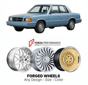 FORGED WHEELS RIMS for PLYMOUTH RELIANT 1990 - 1990

Custom forged wheels for Plymouth Reliant 1990 - 1990. Made-to-order monoblock, 2-piece and 3-piece rims in custom sizes, offsets, colors and finishes with guaranteed fitment.

We manufacture premium quality forged wheels rims for Plymouth Reliant 1990 - 1990 in any design, size, color.

THIS WHEEL DESIGN CAN BE CUSTOM-MADE FOR YOUR CAR IN ANY SIZE AND COLOR OPTIONS
Available in monoblock, 2-piece, 3-piece, duoblock, beadlock
3D wheel renderings are provi