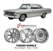 CUSTOM CLASSIC VINTAGE RESTOMOD RETRO OLD SCHOOL FORGED WHEELS RIMS for PLYMOUTH SATELLITE 1965 - 1967
Custom forged wheels for classic American muscle cars. Ideal for restomod builds, vintage restorations, and show cars. Deep dish and retro styling available.

We manufacture premium quality forged wheels rims for Plymouth Satellite 1965 - 1967 in any design, size, color.

THIS WHEEL DESIGN CAN BE CUSTOM-MADE FOR YOUR CAR IN ANY SIZE AND COLOR OPTIONS
Available in monoblock, 2-piece, 3-piece, duoblock, bead
