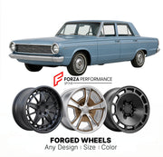 CUSTOM CLASSIC VINTAGE RESTOMOD RETRO OLD SCHOOL FORGED WHEELS RIMS for PLYMOUTH VALIANT 1967 - 1973
Custom forged wheels for classic American muscle cars. Ideal for restomod builds, vintage restorations, and show cars. Deep dish and retro styling available.

We manufacture premium quality forged wheels rims for Plymouth Valiant 1967 - 1973 in any design, size, color.

THIS WHEEL DESIGN CAN BE CUSTOM-MADE FOR YOUR CAR IN ANY SIZE AND COLOR OPTIONS
Available in monoblock, 2-piece, 3-piece, duoblock, beadlock