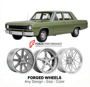 CUSTOM CLASSIC VINTAGE RESTOMOD RETRO OLD SCHOOL FORGED WHEELS RIMS for PLYMOUTH VALIANT 1974 - 1976
Custom forged wheels for classic American muscle cars. Ideal for restomod builds, vintage restorations, and show cars. Deep dish and retro styling available.

We manufacture premium quality forged wheels rims for Plymouth Valiant 1974 - 1976 in any design, size, color.

THIS WHEEL DESIGN CAN BE CUSTOM-MADE FOR YOUR CAR IN ANY SIZE AND COLOR OPTIONS
Available in monoblock, 2-piece, 3-piece, duoblock, beadlock
