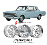 CUSTOM CLASSIC VINTAGE RESTOMOD RETRO OLD SCHOOL FORGED WHEELS RIMS for PLYMOUTH VALIANT SIGNET 1963 - 1966
Custom forged wheels for classic American muscle cars. Ideal for restomod builds, vintage restorations, and show cars. Deep dish and retro styling available.

We manufacture premium quality forged wheels rims for Plymouth Valiant Signet 1963 - 1966 in any design, size, color.

THIS WHEEL DESIGN CAN BE CUSTOM-MADE FOR YOUR CAR IN ANY SIZE AND COLOR OPTIONS
Available in monoblock, 2-piece, 3-piece, duob