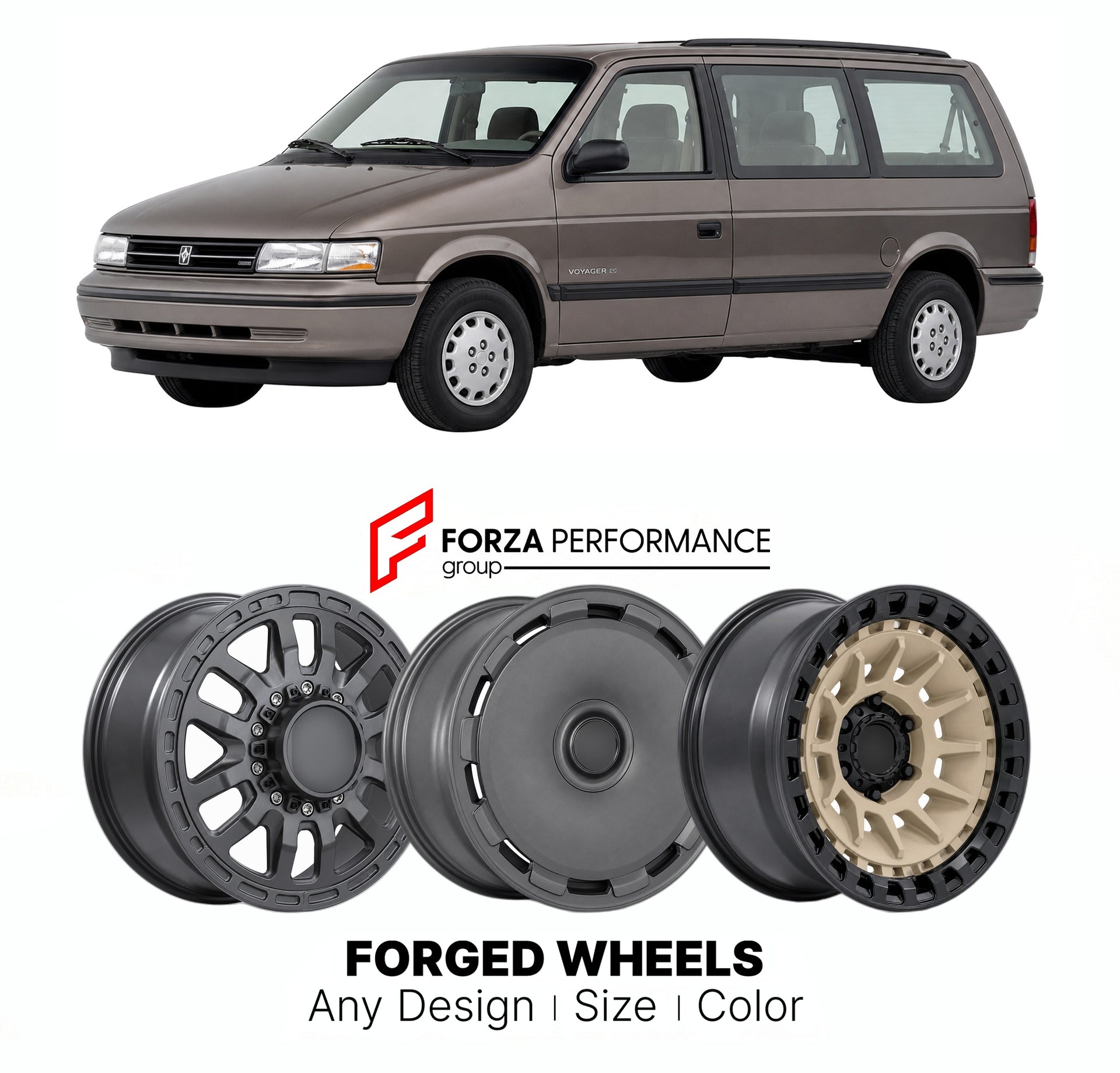 FORGED WHEELS RIMS for PLYMOUTH VOYAGER BASE 1991 - 2000

Custom forged wheels for Plymouth Voyager Base 1991 - 2000. Made-to-order monoblock, 2-piece and 3-piece rims in custom sizes, offsets, colors and finishes with guaranteed fitment.

We manufacture premium quality forged wheels rims for Plymouth Voyager Base 1991 - 2000 in any design, size, color.

THIS WHEEL DESIGN CAN BE CUSTOM-MADE FOR YOUR CAR IN ANY SIZE AND COLOR OPTIONS
Available in monoblock, 2-piece, 3-piece, duoblock, beadlock
3D wheel rende