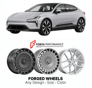 Custom forged wheels for Polestar Geely 4 2023+. Made-to-order monoblock, 2-piece and 3-piece wheels in custom sizes, offsets, colors and finishes with guaranteed vehicle fitment.

We manufacture premium quality forged wheels rims for Polestar Geely 4 2023+ in any design, size, color.

THIS WHEEL DESIGN CAN BE CUSTOM-MADE FOR YOUR CAR IN ANY SIZE AND COLOR OPTIONS
Available in monoblock, 2-piece, 3-piece, duoblock, beadlock
3D wheel renderings are provided according to the exact dimensions and specification