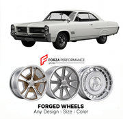 CUSTOM CLASSIC VINTAGE RESTOMOD RETRO OLD SCHOOL FORGED WHEELS RIMS for PONTIAC 2+2 1964 - 1967
Custom forged wheels for classic American muscle cars. Ideal for restomod builds, vintage restorations, and show cars. Deep dish and retro styling available.

We manufacture premium quality forged wheels rims for Pontiac 2+2 1964 - 1967 in any design, size, color.

THIS WHEEL DESIGN CAN BE CUSTOM-MADE FOR YOUR CAR IN ANY SIZE AND COLOR OPTIONS
Available in monoblock, 2-piece, 3-piece, duoblock, beadlock
3D wheel 