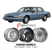CUSTOM CLASSIC VINTAGE RESTOMOD RETRO OLD SCHOOL FORGED WHEELS RIMS for PONTIAC BONNEVILLE 1987 - 1990
Custom forged wheels for classic American muscle cars. Ideal for restomod builds, vintage restorations, and show cars. Deep dish and retro styling available.

We manufacture premium quality forged wheels rims for Pontiac Bonneville 1987 - 1990 in any design, size, color.

THIS WHEEL DESIGN CAN BE CUSTOM-MADE FOR YOUR CAR IN ANY SIZE AND COLOR OPTIONS
Available in monoblock, 2-piece, 3-piece, duoblock, bead