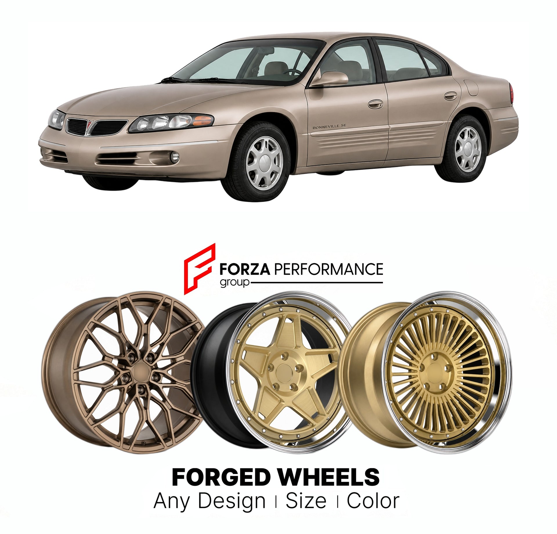 FORGED WHEELS RIMS for PONTIAC BONNEVILLE SE 1992 - 2005

Custom forged wheels for Pontiac Bonneville SE 1992 - 2005. Made-to-order monoblock, 2-piece and 3-piece rims in custom sizes, offsets, colors and finishes with guaranteed fitment.

We manufacture premium quality forged wheels rims for Pontiac Bonneville SE 1992 - 2005 in any design, size, color.

THIS WHEEL DESIGN CAN BE CUSTOM-MADE FOR YOUR CAR IN ANY SIZE AND COLOR OPTIONS
Available in monoblock, 2-piece, 3-piece, duoblock, beadlock
3D wheel rende