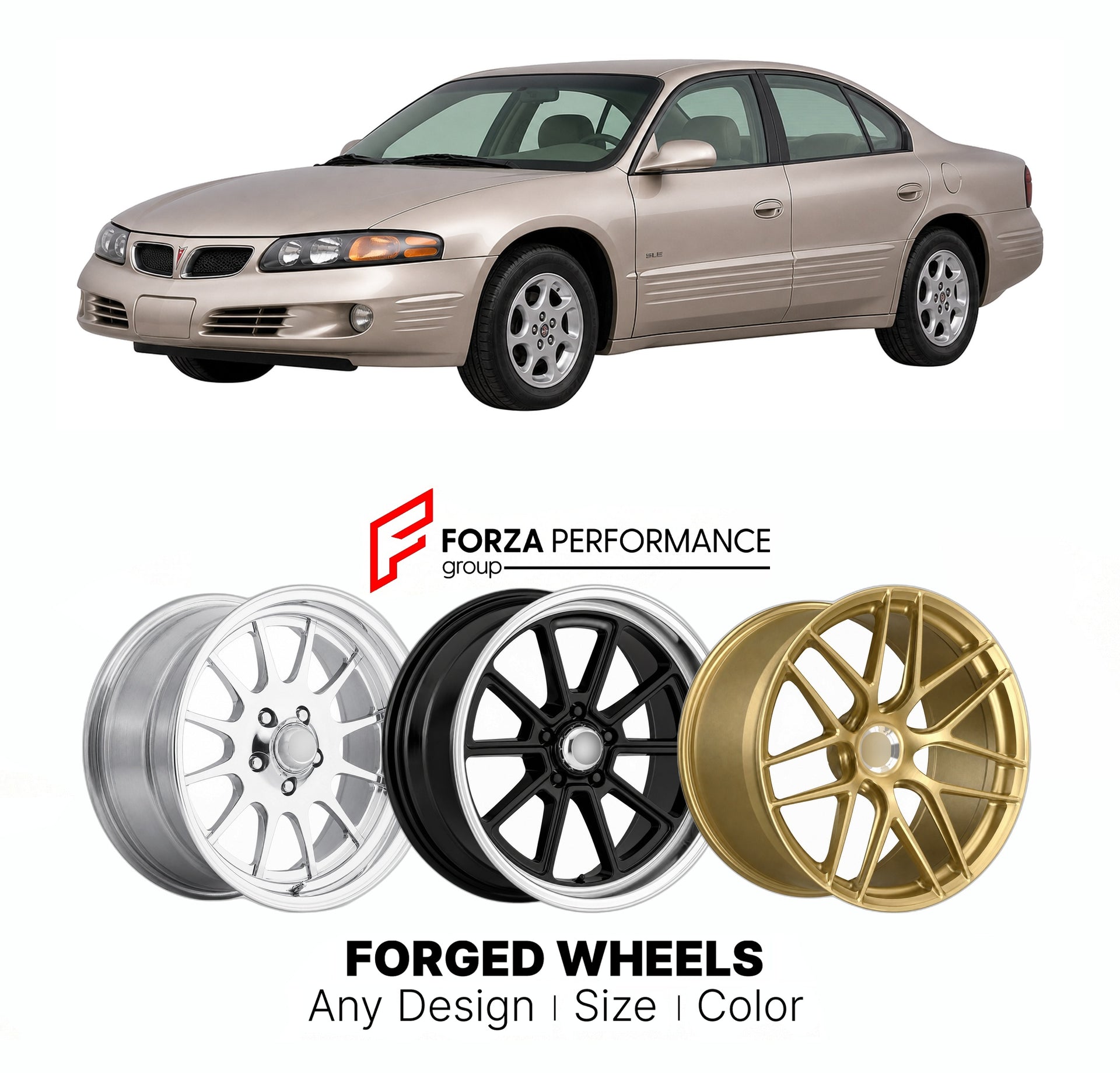 FORGED WHEELS RIMS for PONTIAC BONNEVILLE SLE 1992 - 2005

Custom forged wheels for Pontiac Bonneville SLE 1992 - 2005. Made-to-order monoblock, 2-piece and 3-piece rims in custom sizes, offsets, colors and finishes with guaranteed fitment.

We manufacture premium quality forged wheels rims for Pontiac Bonneville SLE 1992 - 2005 in any design, size, color.

THIS WHEEL DESIGN CAN BE CUSTOM-MADE FOR YOUR CAR IN ANY SIZE AND COLOR OPTIONS
Available in monoblock, 2-piece, 3-piece, duoblock, beadlock
3D wheel re
