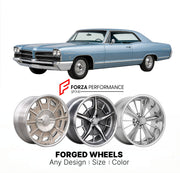 CUSTOM CLASSIC VINTAGE RESTOMOD RETRO OLD SCHOOL FORGED WHEELS RIMS for PONTIAC CATALINA STAR CHIEF 1965 - 1966
Custom forged wheels for classic American muscle cars. Ideal for restomod builds, vintage restorations, and show cars. Deep dish and retro styling available.

We manufacture premium quality forged wheels rims for Pontiac Catalina Star Chief 1965 - 1966 in any design, size, color.

THIS WHEEL DESIGN CAN BE CUSTOM-MADE FOR YOUR CAR IN ANY SIZE AND COLOR OPTIONS
Available in monoblock, 2-piece, 3-pie