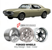 CUSTOM CLASSIC VINTAGE RESTOMOD RETRO OLD SCHOOL FORGED WHEELS RIMS for PONTIAC FIREBIRD 1967 - 1969
Custom forged wheels for classic American muscle cars. Ideal for restomod builds, vintage restorations, and show cars. Deep dish and retro styling available.

We manufacture premium quality forged wheels rims for Pontiac Firebird 1967 - 1969 in any design, size, color.

THIS WHEEL DESIGN CAN BE CUSTOM-MADE FOR YOUR CAR IN ANY SIZE AND COLOR OPTIONS
Available in monoblock, 2-piece, 3-piece, duoblock, beadlock