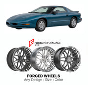 FORGED WHEELS RIMS for PONTIAC FIREBIRD BASE 1993 - 2002

Custom forged wheels for Pontiac Firebird Base 1993 - 2002. Made-to-order monoblock, 2-piece and 3-piece rims in custom sizes, offsets, colors and finishes with guaranteed fitment.

We manufacture premium quality forged wheels rims for Pontiac Firebird Base 1993 - 2002 in any design, size, color.

THIS WHEEL DESIGN CAN BE CUSTOM-MADE FOR YOUR CAR IN ANY SIZE AND COLOR OPTIONS
Available in monoblock, 2-piece, 3-piece, duoblock, beadlock
3D wheel rende