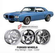 CUSTOM CLASSIC VINTAGE RESTOMOD RETRO OLD SCHOOL FORGED WHEELS RIMS for PONTIAC FIREBIRD TRANS AM 1969 - 1969
Custom forged wheels for classic American muscle cars. Ideal for restomod builds, vintage restorations, and show cars. Deep dish and retro styling available.

We manufacture premium quality forged wheels rims for Pontiac Firebird Trans Am 1969 - 1969 in any design, size, color.

THIS WHEEL DESIGN CAN BE CUSTOM-MADE FOR YOUR CAR IN ANY SIZE AND COLOR OPTIONS
Available in monoblock, 2-piece, 3-piece, 