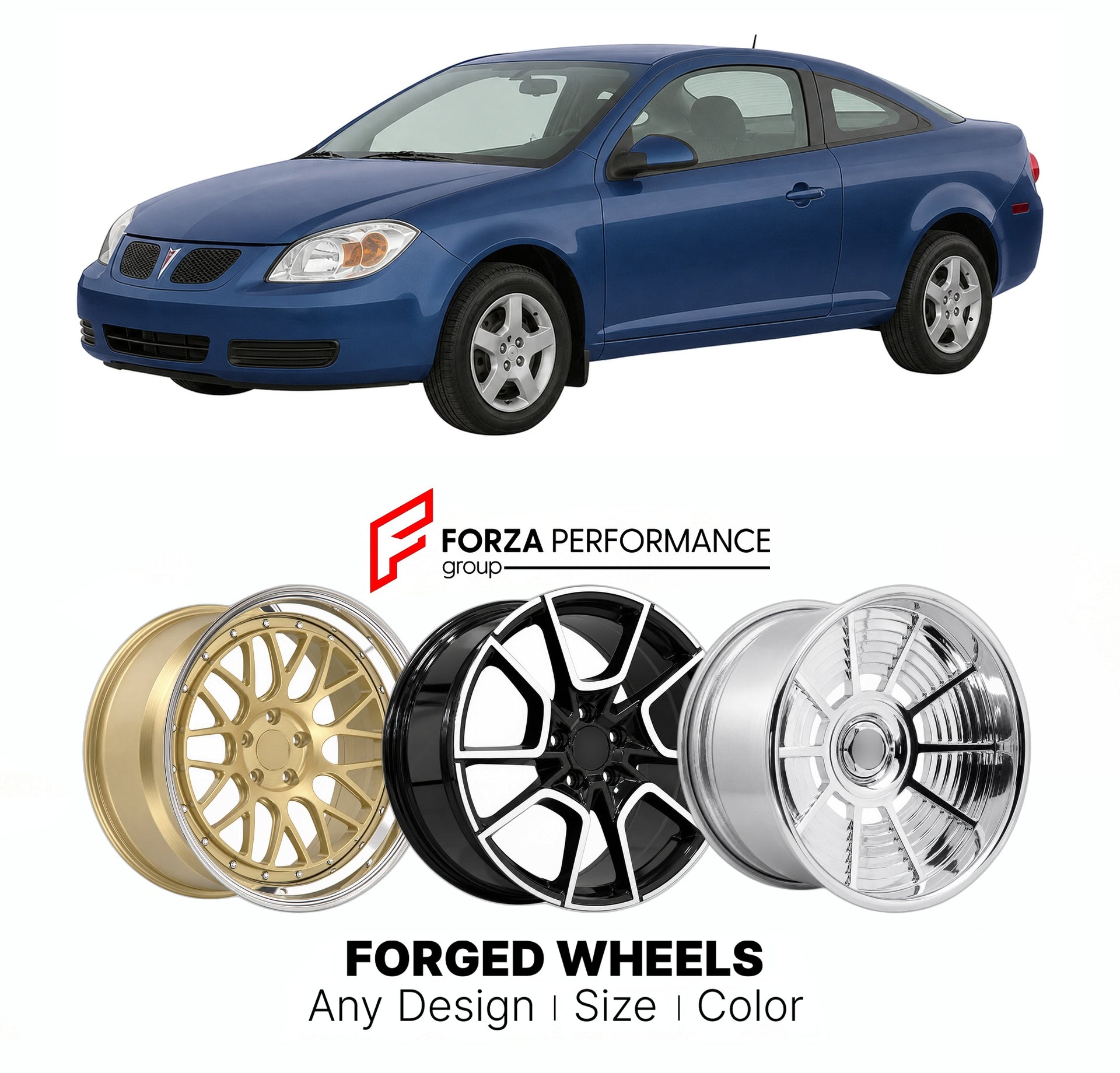 FORGED WHEELS RIMS for PONTIAC G5 2007 - 2010

Custom forged wheels for Pontiac G5 2007 - 2010. Made-to-order monoblock, 2-piece and 3-piece rims in custom sizes, offsets, colors and finishes with guaranteed fitment.

We manufacture premium quality forged wheels rims for Pontiac G5 2007 - 2010 in any design, size, color.

THIS WHEEL DESIGN CAN BE CUSTOM-MADE FOR YOUR CAR IN ANY SIZE AND COLOR OPTIONS
Available in monoblock, 2-piece, 3-piece, duoblock, beadlock
3D wheel renderings are provided according to t