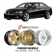 FORGED WHEELS RIMS for PONTIAC G8 GXP 2008 - 2009

Custom forged wheels for Pontiac G8 GXP 2008 - 2009. Made-to-order monoblock, 2-piece and 3-piece rims in custom sizes, offsets, colors and finishes with guaranteed fitment.

We manufacture premium quality forged wheels rims for Pontiac G8 GXP 2008 - 2009 in any design, size, color.

THIS WHEEL DESIGN CAN BE CUSTOM-MADE FOR YOUR CAR IN ANY SIZE AND COLOR OPTIONS
Available in monoblock, 2-piece, 3-piece, duoblock, beadlock
3D wheel renderings are provided ac