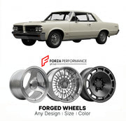 CUSTOM CLASSIC VINTAGE RESTOMOD RETRO OLD SCHOOL FORGED WHEELS RIMS for PONTIAC GTO 1964 - 1967
Custom forged wheels for classic American muscle cars. Ideal for restomod builds, vintage restorations, and show cars. Deep dish and retro styling available.

We manufacture premium quality forged wheels rims for Pontiac GTO 1964 - 1967 in any design, size, color.

THIS WHEEL DESIGN CAN BE CUSTOM-MADE FOR YOUR CAR IN ANY SIZE AND COLOR OPTIONS
Available in monoblock, 2-piece, 3-piece, duoblock, beadlock
3D wheel 
