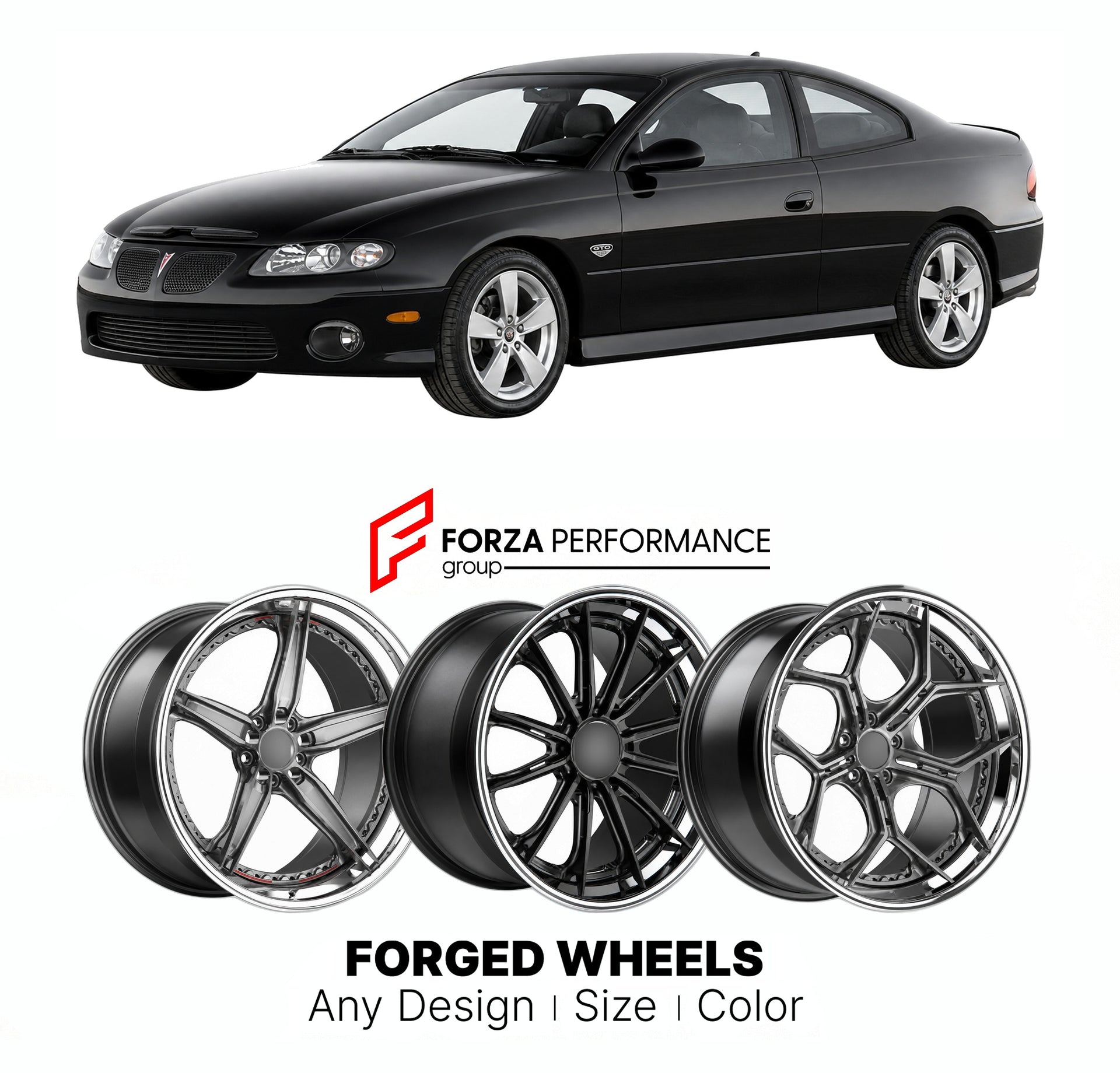 FORGED WHEELS RIMS for PONTIAC GTO BASE 2004 - 2006

Custom forged wheels for Pontiac GTO Base 2004 - 2006. Made-to-order monoblock, 2-piece and 3-piece rims in custom sizes, offsets, colors and finishes with guaranteed fitment.

We manufacture premium quality forged wheels rims for Pontiac GTO Base 2004 - 2006 in any design, size, color.

THIS WHEEL DESIGN CAN BE CUSTOM-MADE FOR YOUR CAR IN ANY SIZE AND COLOR OPTIONS
Available in monoblock, 2-piece, 3-piece, duoblock, beadlock
3D wheel renderings are provi