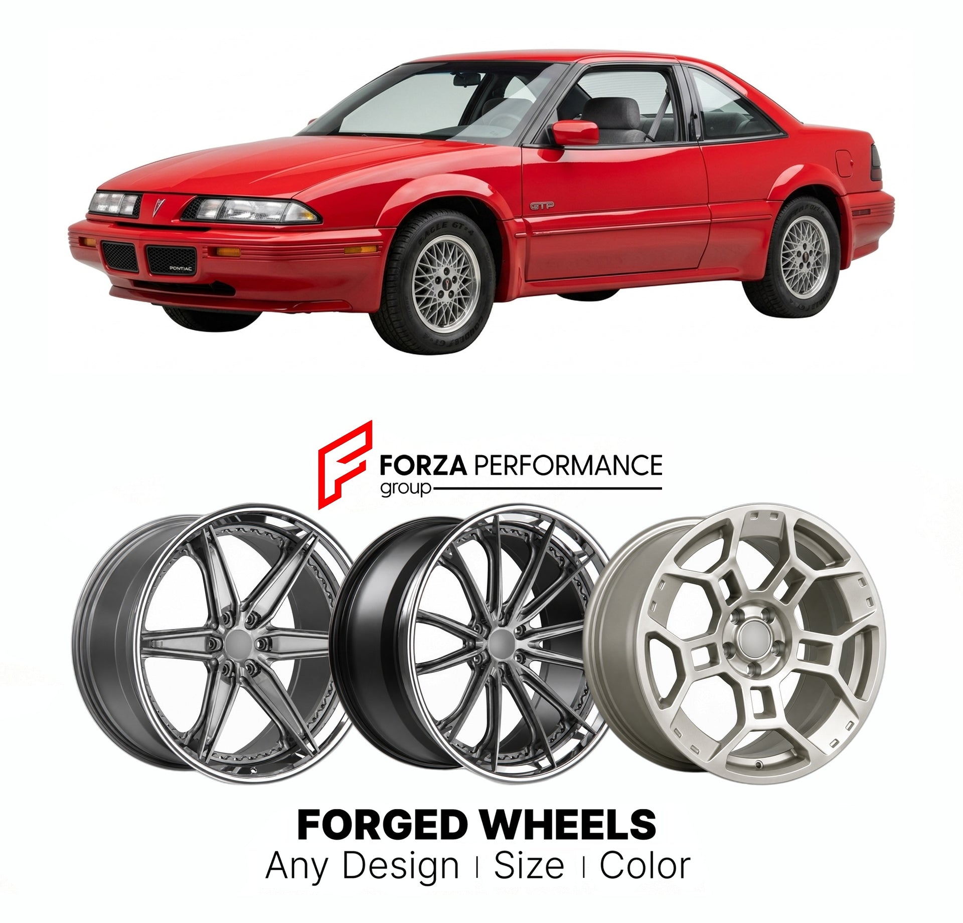 FORGED WHEELS RIMS for PONTIAC GRAND PRIX GTP 1990 - 2008

Custom forged wheels for Pontiac Grand Prix GTP 1990 - 2008. Made-to-order monoblock, 2-piece and 3-piece rims in custom sizes, offsets, colors and finishes with guaranteed fitment.

We manufacture premium quality forged wheels rims for Pontiac Grand Prix GTP 1990 - 2008 in any design, size, color.

THIS WHEEL DESIGN CAN BE CUSTOM-MADE FOR YOUR CAR IN ANY SIZE AND COLOR OPTIONS
Available in monoblock, 2-piece, 3-piece, duoblock, beadlock
3D wheel re