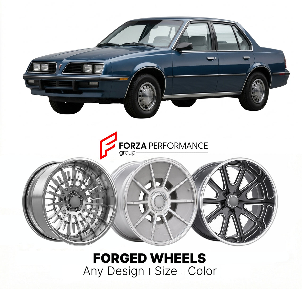 CUSTOM CLASSIC VINTAGE RESTOMOD RETRO OLD SCHOOL FORGED WHEELS RIMS for PONTIAC J2000 1982 - 1983
Custom forged wheels for classic American muscle cars. Ideal for restomod builds, vintage restorations, and show cars. Deep dish and retro styling available.

We manufacture premium quality forged wheels rims for Pontiac J2000 1982 - 1983 in any design, size, color.

THIS WHEEL DESIGN CAN BE CUSTOM-MADE FOR YOUR CAR IN ANY SIZE AND COLOR OPTIONS
Available in monoblock, 2-piece, 3-piece, duoblock, beadlock
3D wh