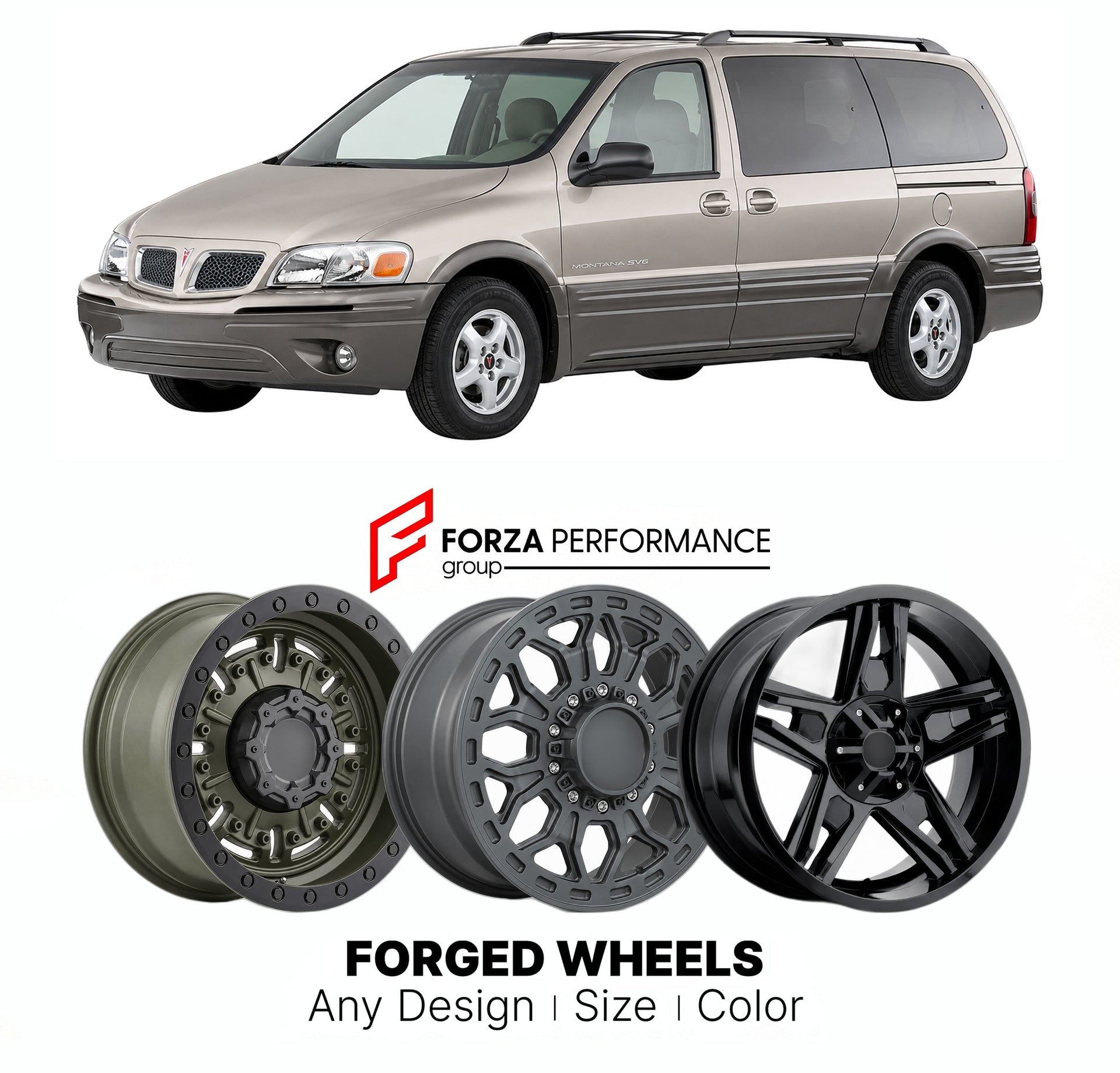 FORGED WHEELS RIMS for PONTIAC MONTANA SV6 2005 - 2009

Custom forged wheels for Pontiac Montana SV6 2005 - 2009. Made-to-order monoblock, 2-piece and 3-piece rims in custom sizes, offsets, colors and finishes with guaranteed fitment.

We manufacture premium quality forged wheels rims for Pontiac Montana SV6 2005 - 2009 in any design, size, color.

THIS WHEEL DESIGN CAN BE CUSTOM-MADE FOR YOUR CAR IN ANY SIZE AND COLOR OPTIONS
Available in monoblock, 2-piece, 3-piece, duoblock, beadlock
3D wheel renderings 