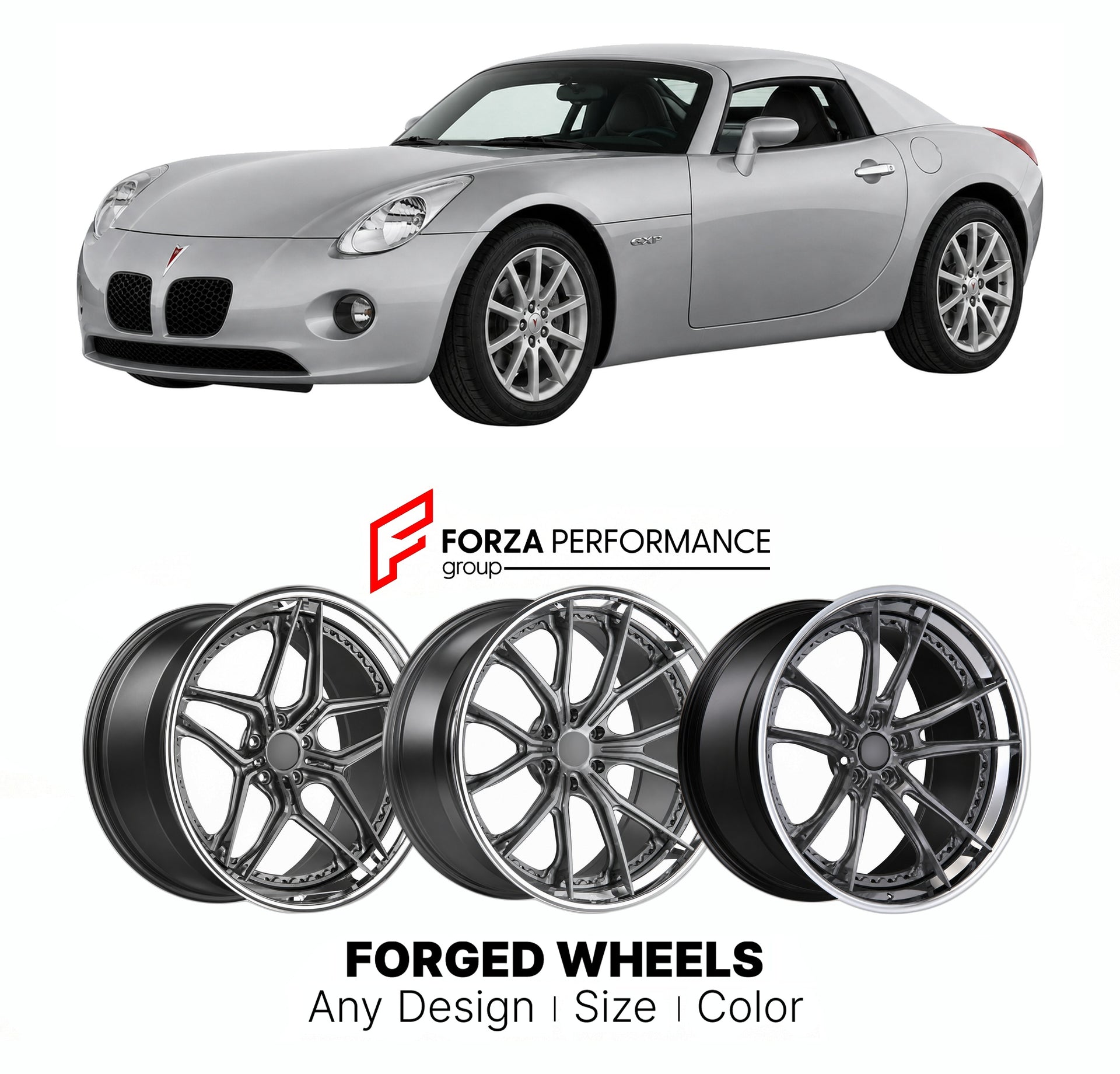 FORGED WHEELS RIMS for PONTIAC SOLSTICE GXP 2006 - 2010

Custom forged wheels for Pontiac Solstice GXP 2006 - 2010. Made-to-order monoblock, 2-piece and 3-piece rims in custom sizes, offsets, colors and finishes with guaranteed fitment.

We manufacture premium quality forged wheels rims for Pontiac Solstice GXP 2006 - 2010 in any design, size, color.

THIS WHEEL DESIGN CAN BE CUSTOM-MADE FOR YOUR CAR IN ANY SIZE AND COLOR OPTIONS
Available in monoblock, 2-piece, 3-piece, duoblock, beadlock
3D wheel renderin