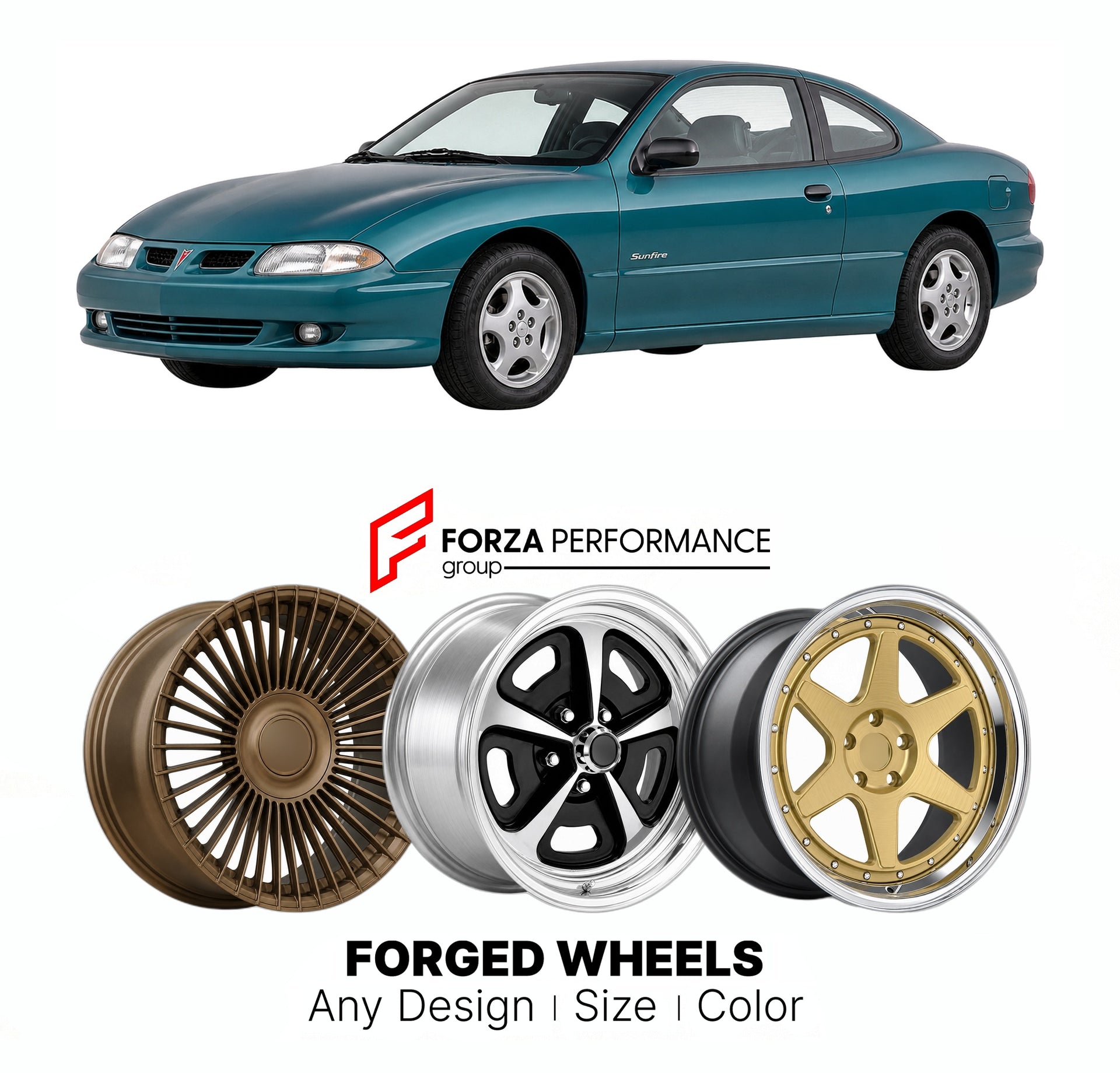 FORGED WHEELS RIMS for PONTIAC SUNFIRE COUPE 1995 - 2005

Custom forged wheels for Pontiac Sunfire Coupe 1995 - 2005. Made-to-order monoblock, 2-piece and 3-piece rims in custom sizes, offsets, colors and finishes with guaranteed fitment.

We manufacture premium quality forged wheels rims for Pontiac Sunfire Coupe 1995 - 2005 in any design, size, color.

THIS WHEEL DESIGN CAN BE CUSTOM-MADE FOR YOUR CAR IN ANY SIZE AND COLOR OPTIONS
Available in monoblock, 2-piece, 3-piece, duoblock, beadlock
3D wheel rende