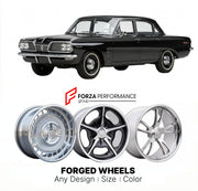 CUSTOM CLASSIC VINTAGE RESTOMOD RETRO OLD SCHOOL FORGED WHEELS RIMS for PONTIAC TEMPEST 1961 - 1963
Custom forged wheels for classic American muscle cars. Ideal for restomod builds, vintage restorations, and show cars. Deep dish and retro styling available.

We manufacture premium quality forged wheels rims for Pontiac Tempest 1961 - 1963 in any design, size, color.

THIS WHEEL DESIGN CAN BE CUSTOM-MADE FOR YOUR CAR IN ANY SIZE AND COLOR OPTIONS
Available in monoblock, 2-piece, 3-piece, duoblock, beadlock
3