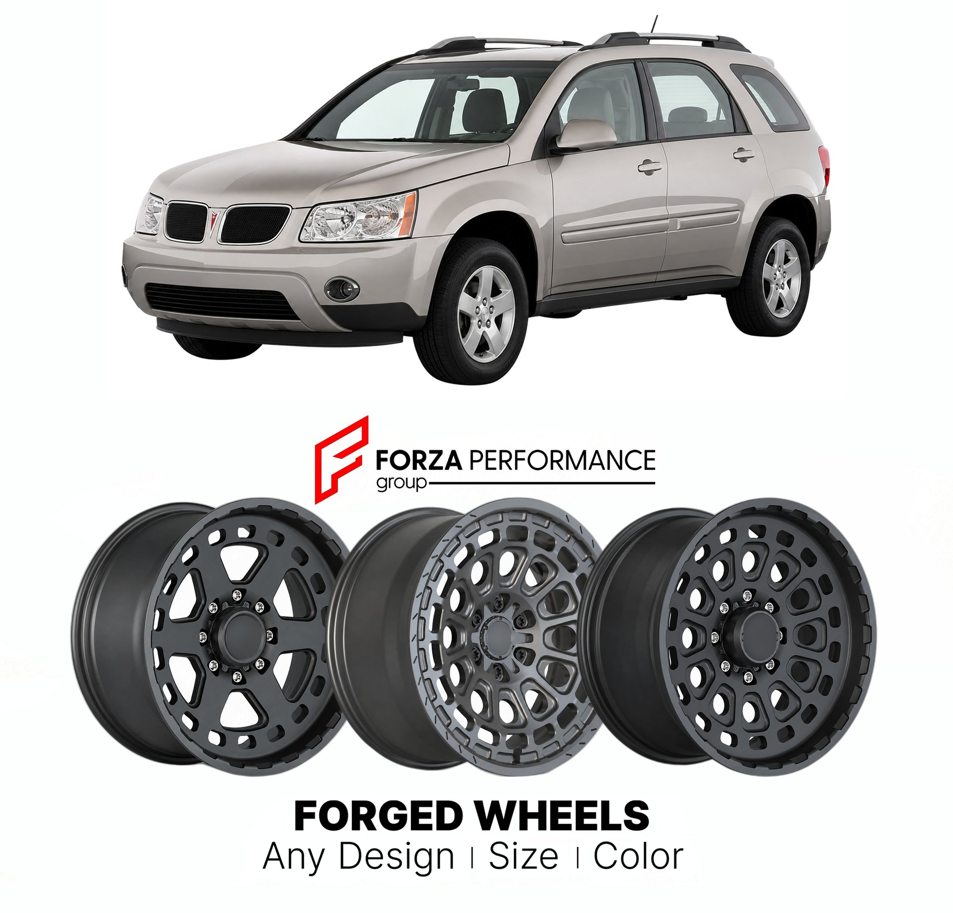 FORGED WHEELS RIMS for PONTIAC TORRENT BASE 2006 - 2009

Custom forged wheels for Pontiac Torrent Base 2006 - 2009. Made-to-order monoblock, 2-piece and 3-piece rims in custom sizes, offsets, colors and finishes with guaranteed fitment.

We manufacture premium quality forged wheels rims for Pontiac Torrent Base 2006 - 2009 in any design, size, color.

THIS WHEEL DESIGN CAN BE CUSTOM-MADE FOR YOUR CAR IN ANY SIZE AND COLOR OPTIONS
Available in monoblock, 2-piece, 3-piece, duoblock, beadlock
3D wheel renderin