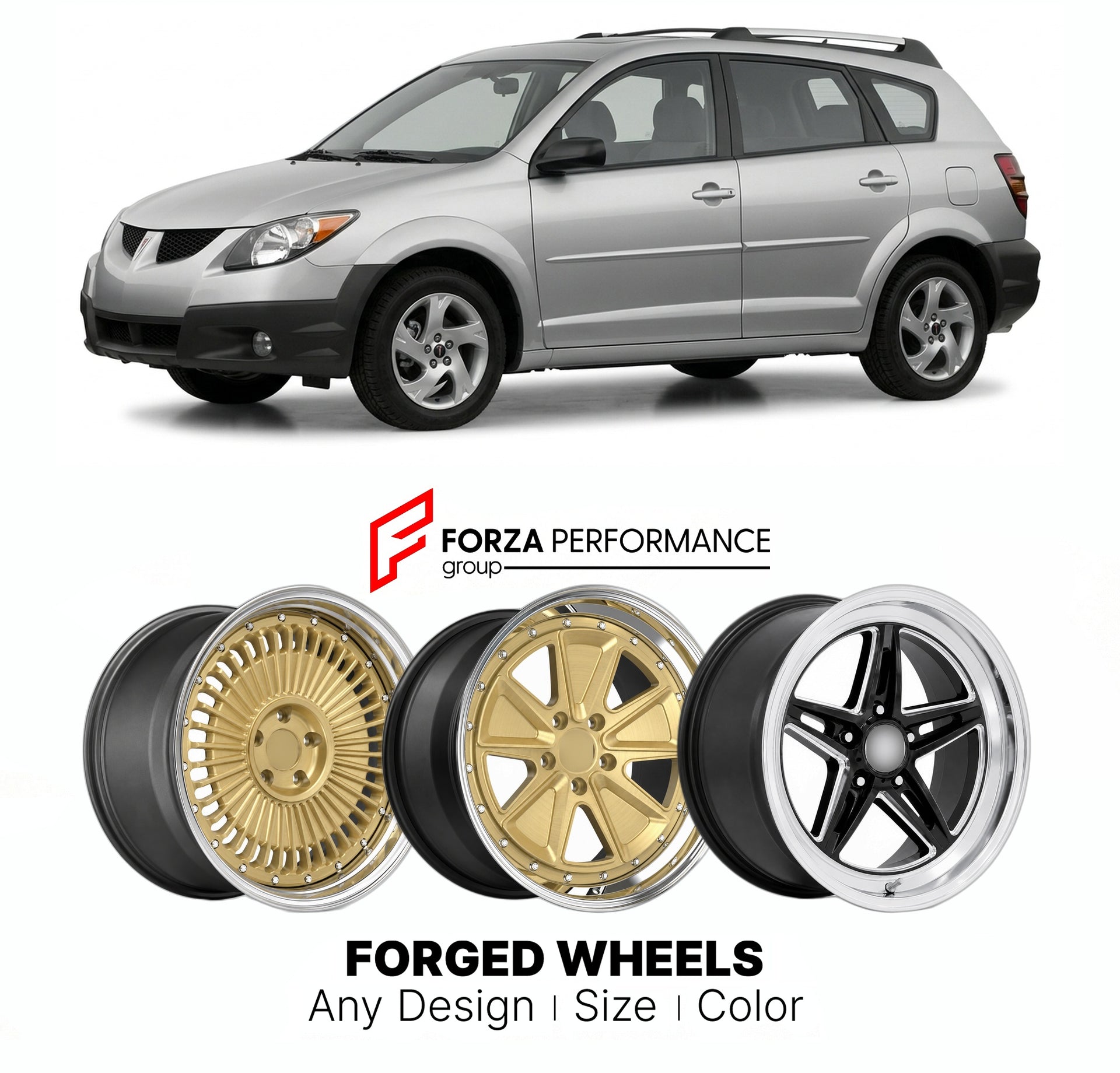 FORGED WHEELS RIMS for PONTIAC VIBE 2003 - 2010

Custom forged wheels for Pontiac Vibe 2003 - 2010. Made-to-order monoblock, 2-piece and 3-piece rims in custom sizes, offsets, colors and finishes with guaranteed fitment.

We manufacture premium quality forged wheels rims for Pontiac Vibe 2003 - 2010 in any design, size, color.

THIS WHEEL DESIGN CAN BE CUSTOM-MADE FOR YOUR CAR IN ANY SIZE AND COLOR OPTIONS
Available in monoblock, 2-piece, 3-piece, duoblock, beadlock
3D wheel renderings are provided accordin